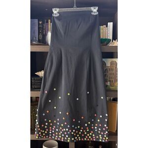 Moschino Jeans Black Strapless Multicolor Button Midi Dress Size US 12